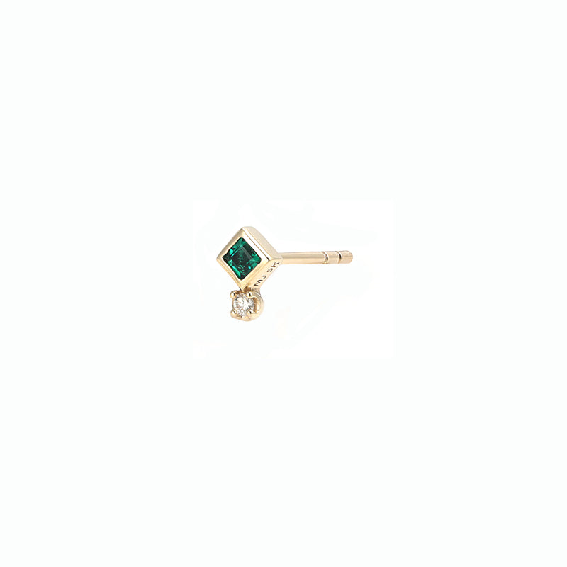 myjoul gold stud emerald earring