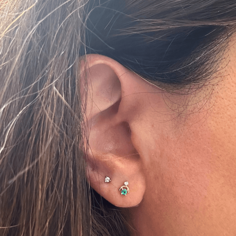 Myjoul Gold Emerald stud 